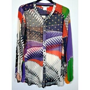 Summum Woman Amsterdam Sheer Tunic Blouse EU 38 US 6-8 Geometric Artsy‎ Top